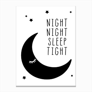Night Night Sleep Tight Black Canvas Print