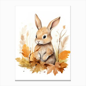 A Rabbit Watercolour In Autumn Colours 0 Canvas Print