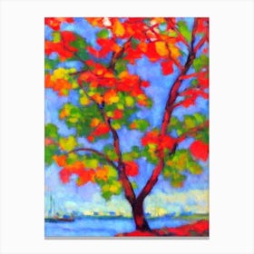 Red Maple tree Abstract Block Colour Canvas Print