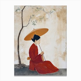 Chinese Woman With Umbrella, Asian Classic Art Canvas Print
