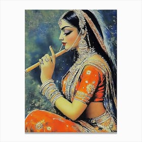 Indian Princess with Flute Canvas Print