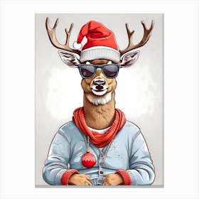 Deer Christmas Hat Canvas Print