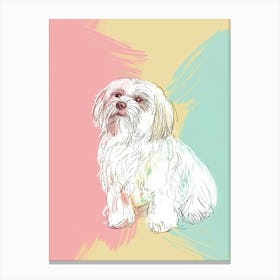 Havanese Dog Pastel Line Painting 2 Canvas Print
