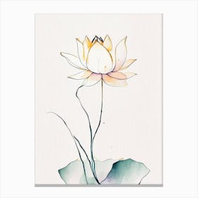 Double Lotus Minimal Watercolour 1 Canvas Print