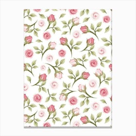 Roses On A White Background Canvas Print