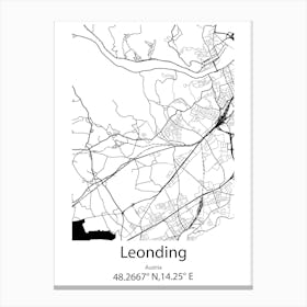 Leonding,Austria Minimalist Map Canvas Print