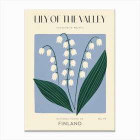 Vintage Blue And Green Lily Of The Valley Flower Of Finland Canvas Print