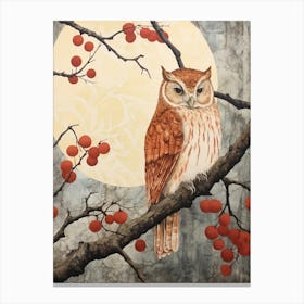 Bird Illustration Eastern Screech Owl 3 Canvas Print