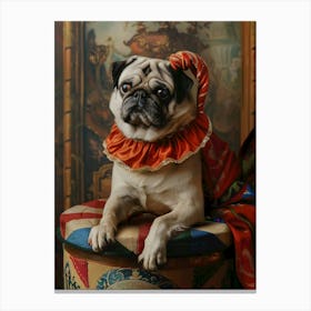 Pug In Clown Costume Canvas Print