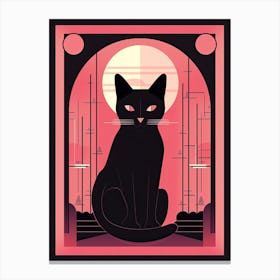 The Hermit Tarot Card, Black Cat In Pink 3 Canvas Print