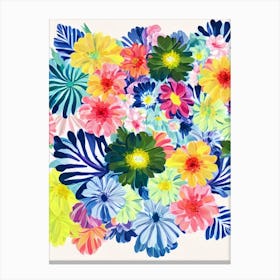 Chrysanthemums Modern Colourful Flower Canvas Print