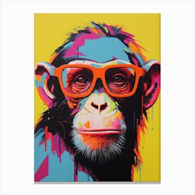 Monkey With Glasses Pop Art Canvas Print