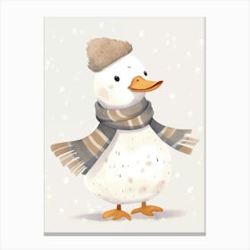 Duck In Winter Nursery Canvas Print