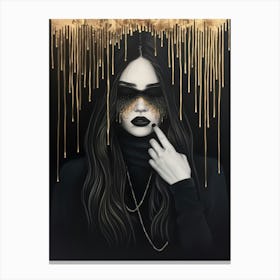 Gold Dripping Girl Canvas Print