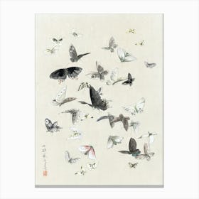 Katsushika Hokusai 'Flying Butterflies' 1 Canvas Print