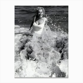 Marilyn Monroe In The Water At The Beach In 1957 In Amagansett, New York Canvas Print