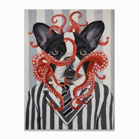 French Bulldog With Octopus Canvas Print