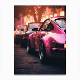 Parking Pink Porsche 911 Canvas Print