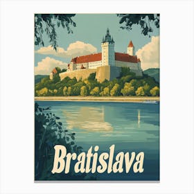 Aihrgdesign A Mid Century Modern Travel Poster For Bratislava 1 Canvas Print