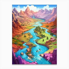 Plateau River Basins Cartoon 4 Canvas Print