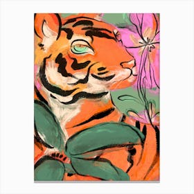 Tiger In Jungle No 2 Canvas Print