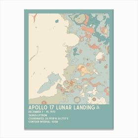 Apollo 17 Lunar Landing Site Vintage Moon Map Canvas Print