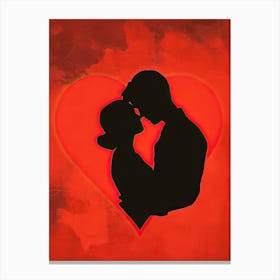 Silhouette Of Couple In Love, Valentine's Day Canvas Print