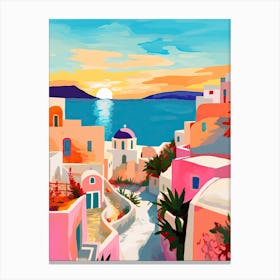 Greece Santorini Streets Sunset Travel Italy Housewarming Painting Canvas Print