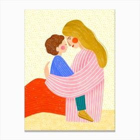 Mother And Son Hugging Canvas Print