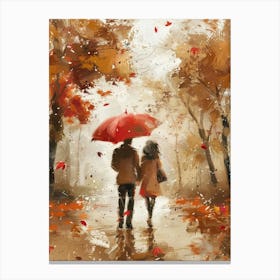 Couple Walking In The Rain 5 Canvas Print