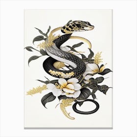Banded Krait Snake Gold And Black Canvas Print