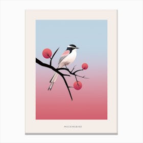 Minimalist Mockingbird 3 Bird Poster Canvas Print
