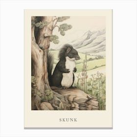 Beatrix Potter Inspired  Animal Watercolour Skunk 2 Canvas Print
