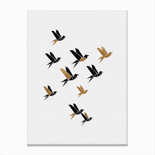 Origami Birds Collage Ii Canvas Print