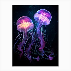 Moon Jellyfish Neon Illustration 3 Canvas Print