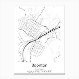 Boonton,United States Minimalist Map 1 Canvas Print