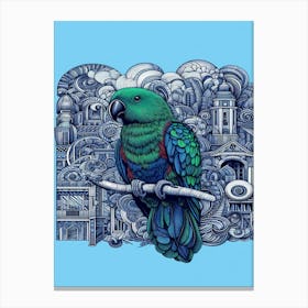 Taffeta Parrot On A Branch Canvas Print