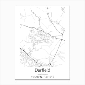 Darfield,United Kingdom Minimalist Map Canvas Print