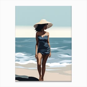 Illustration of an African American woman at the beach 115 Canvas Print