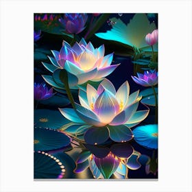 Lotus Flowers In Garden Holographic 1 Canvas Print