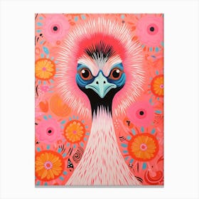 Pink Scandi Emu 1 Canvas Print