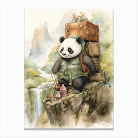 Panda Art Traveling Watercolour 1 Canvas Print