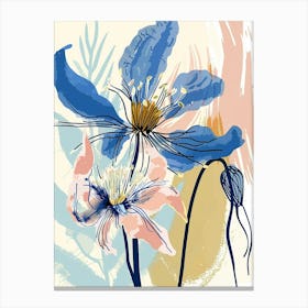 Colourful Flower Illustration Nigella Love In A Mist 2 Canvas Print