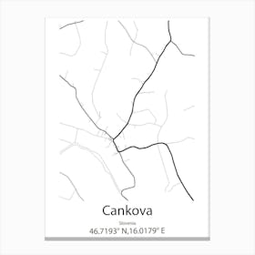 Cankova,Slovenia Minimalist Map Canvas Print