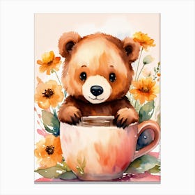 Teddy Bear In A Cup 1 Canvas Print