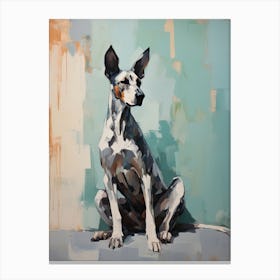 Great Dane Dog, Painting In Light Teal And Brown 1 Canvas Print