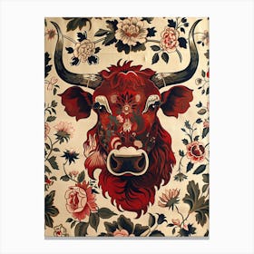 Chinese Lunar Year Of The Ox 2 Full William Morris Style Canvas Print