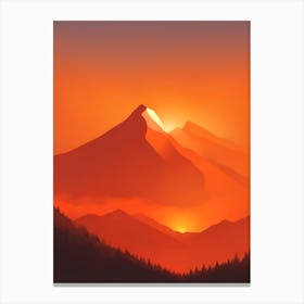 Misty Mountains Vertical Composition In Orange Tone 45 Canvas Print