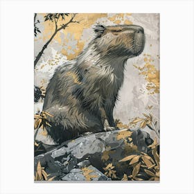 Capybara Precisionist Illustration 1 Canvas Print