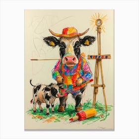 Cow Artist Canvas Print